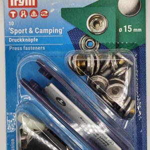 Boutons press. Sport & Camping laiton 15 mm argent + outil