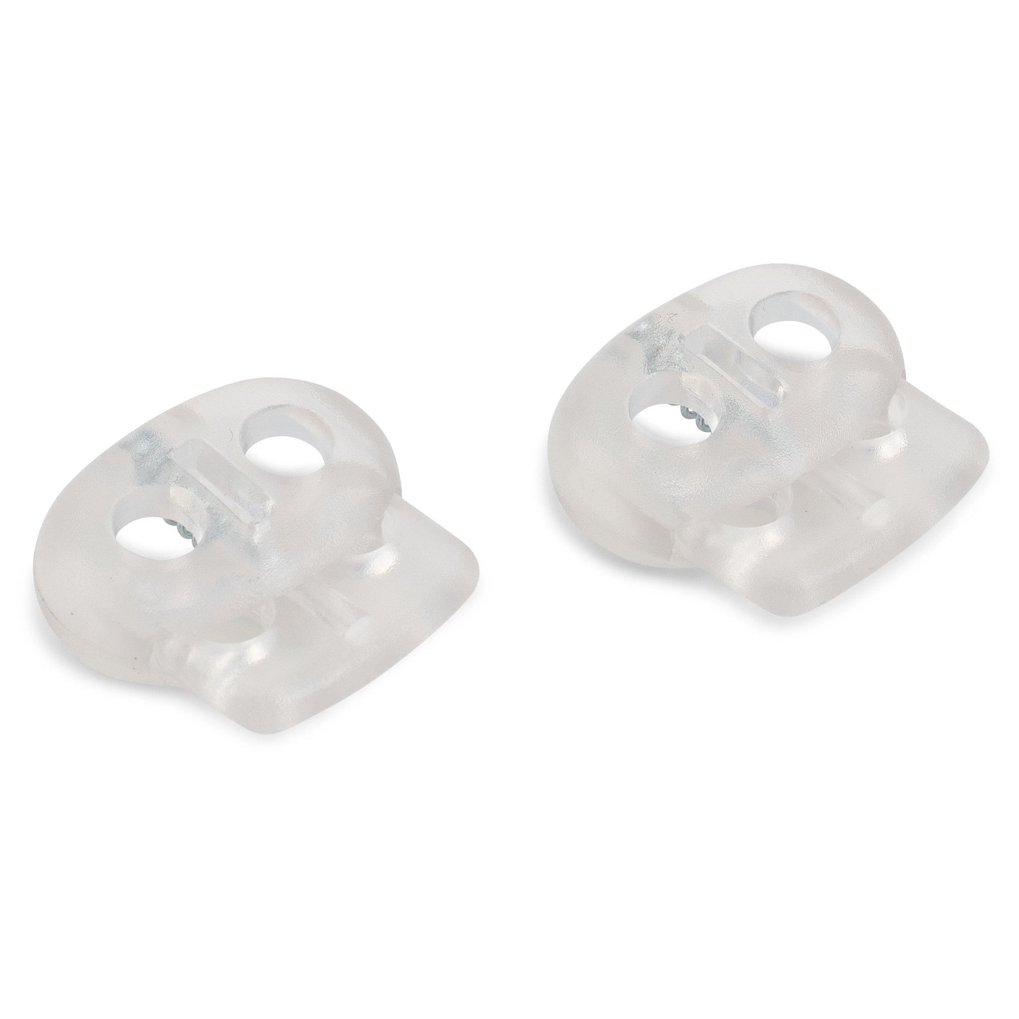 Arrêts cordons avec 2 trous plastique transparent