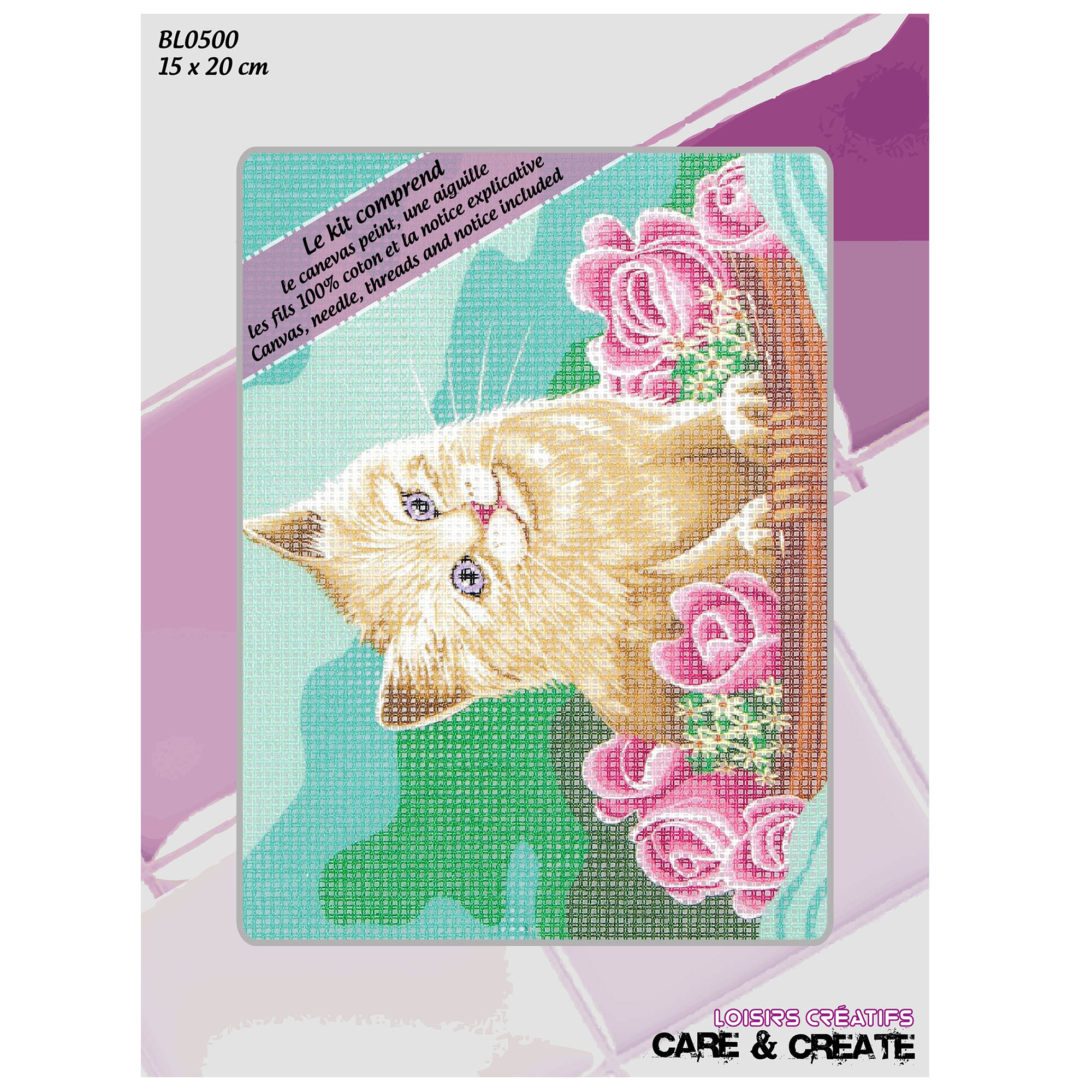 Canevas: Chat dans panier de fleur – Image 2