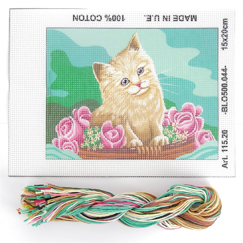 Canevas: Chat dans panier de fleur – Image 3