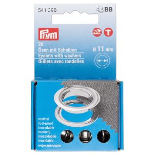 Œillets+rondelles 11 mm argenté 20 pc