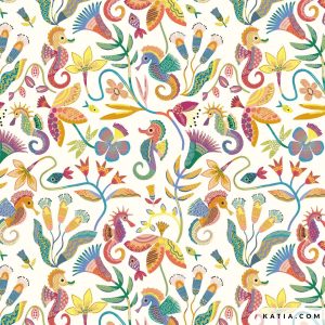 Popeline : Animaux marin Coloré